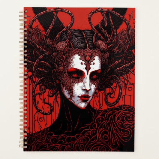 Donkere Elf Demon Red Black Fantasy Art Planner (Voorkant)