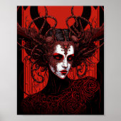 Donkere Elf Demon Red Black Fantasy Art Poster (Voorkant)