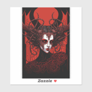 Donkere Elf Demon Red Black Fantasy Art Sticker