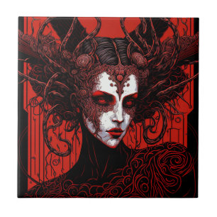 Donkere Elf Demon Red Black Fantasy Art Tegeltje