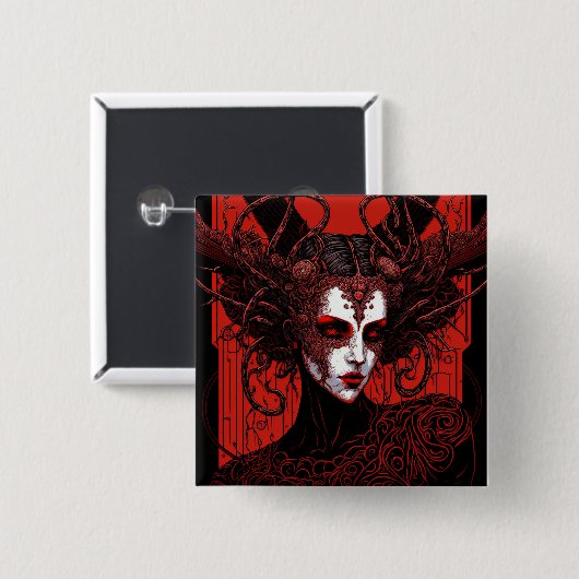 Donkere Elf Demon Red Black Fantasy Art Vierkante Button 5,1 Cm (Voorkant /achterkant)
