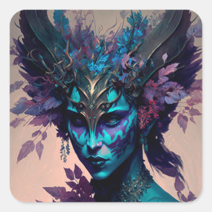 Donkere Elf Fantasy Art Vierkante Sticker
