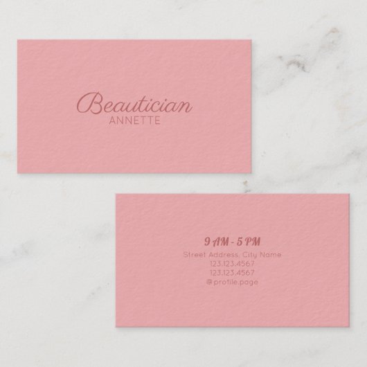 Donkere elite minimalistisch elegante roze visitekaartje (Voorkant / Achterkant)