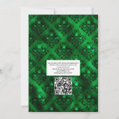 Donkere Emerald en Gold Floral QR-code RSVP Wedden Kaart (Achterkant)