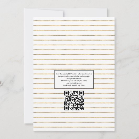 Donkere Emerald en Gold Floral QR-code RSVP Wedden Kaart (Achterkant)