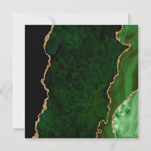 Donkere Emerald Green en Gold Agate Stone Wedding Kaart (Achterkant)