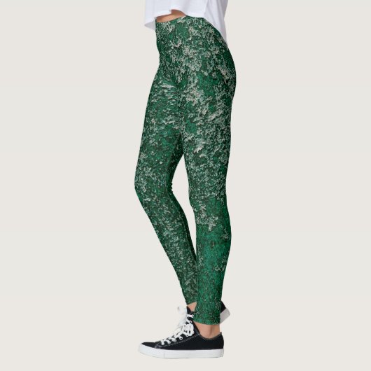 Donkere Emerald Groene Roest Metalen Textuur Abstr Leggings (Links)
