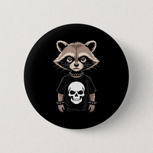Donkere Emo Wasbeer Met Schedel Punk Stijl Alterna Ronde Button 5,7 Cm