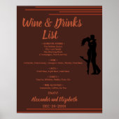 Donkere en aardse drankjeslijst bruiloft bruid poster (Voorkant)