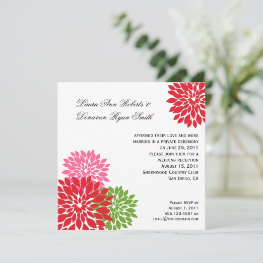 Donkere en Bleke roze limoen groene bloemblaadjes Kaart (Staand voorkant)