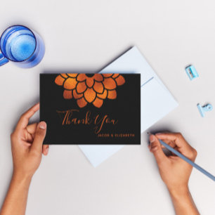 Donkere en dramatische koper op zwart bedankkaart