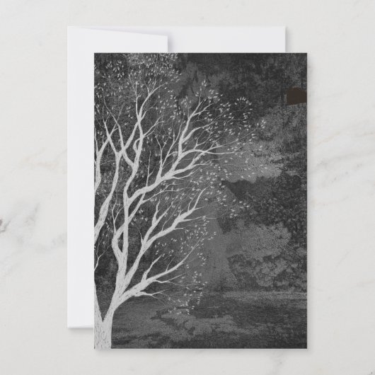 Donkere en dunne volle Moon Halloween-boom Kaart (Achterkant)