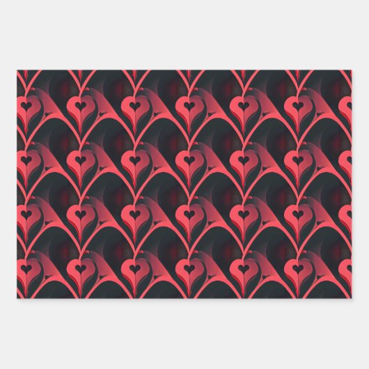 Donkere en elegante Abstracte Love Heart Valentijn Inpakpapier Vel (Voorkant)