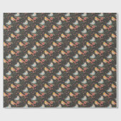 Donkere en Gezellige Liefde Vogel Bloemen Botanisc Cadeaupapier (Vlak)