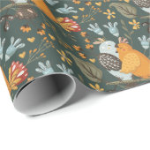 Donkere en gezellige vogel omarmen flora botanisch cadeaupapier (Rol Hoek)