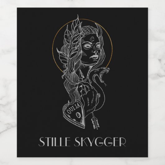 Donkere en Gothic neotraditional Witch Art Wijn Etiket (Enkel label)
