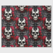 Donkere en gotische schedel en Rozen Murial Cadeaupapier (Vlak)