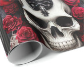 Donkere en gotische schedel en Rozen Murial Cadeaupapier (Rol Hoek)
