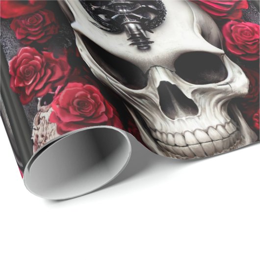 Donkere en gotische schedel en Rozen Murial Cadeaupapier (Rol Hoek)