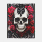 Donkere en gotische schedel en Rozen Murial Fleece Deken (Voorkant)