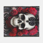 Donkere en gotische schedel en Rozen Murial Fleece Deken (Voorkant (Horizontaal))