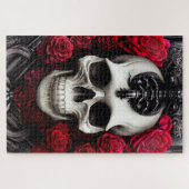 Donkere en gotische schedel en Rozen Murial Legpuzzel (Horizontaal)
