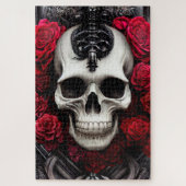 Donkere en gotische schedel en Rozen Murial Legpuzzel (Verticaal)