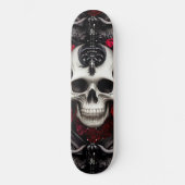 Donkere en gotische schedel en Rozen Murial Persoonlijk Skateboard (Voorkant)