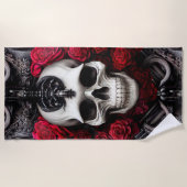 Donkere en gotische schedel en Rozen Murial Strandlaken (Voorkant)