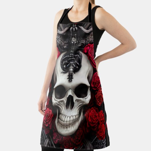 Donkere en gotische schedel en Rozen Schort (Insitu)