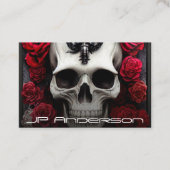 Donkere en gotische schedel en Rozen Visitekaartje (Voorkant)