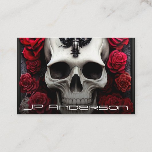 Donkere en gotische schedel en Rozen Visitekaartje (Voorkant)