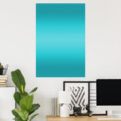 Donkere en lichte Aqua Blue Gradiënt - Turquoise Poster (Thuiskantoor)