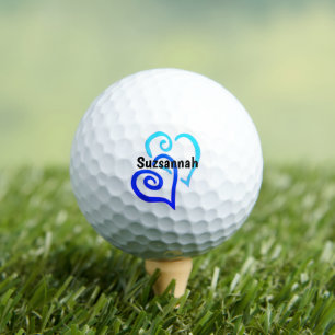 Donkere en lichte blauwe gekoppelde hartennaam Aan Golfballen
