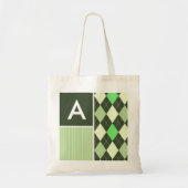 Donkere en lichte groene argyle-patroon tote bag (Voorkant)