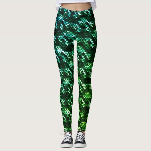 Donkere en lichte groene zeemeerminnen leggings (Voorkant)