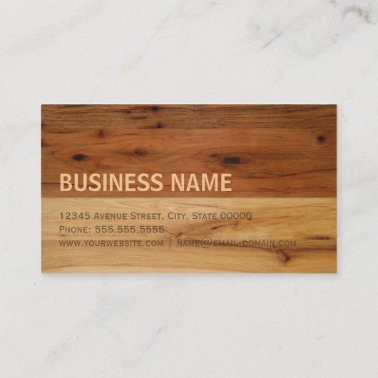 Donkere en lichte houten blik visitekaartje (Achterkant)