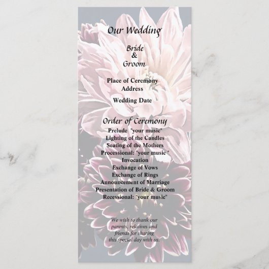 Donkere en lichte moeders en madeliefjes programmakaart (Voorkant)