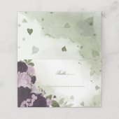 donkere en lichte paarse bloemen groen plaatskaartje (Buitenkant ongevouwen)
