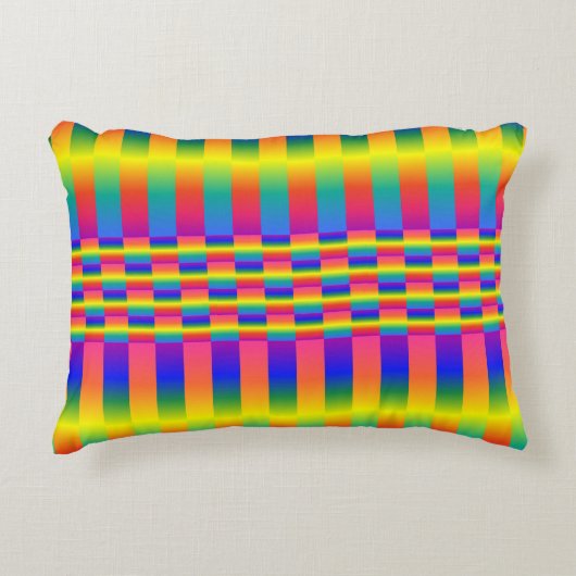 Donkere en Lichte Regenbogen (Checkers en Stripes) Accent Kussen (Voorkant)
