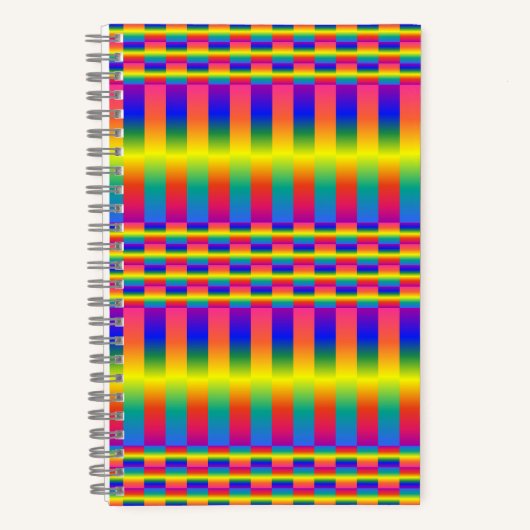 Donkere en Lichte Regenbogen (Checkers en Stripes) Notitieboek (Voorkant)