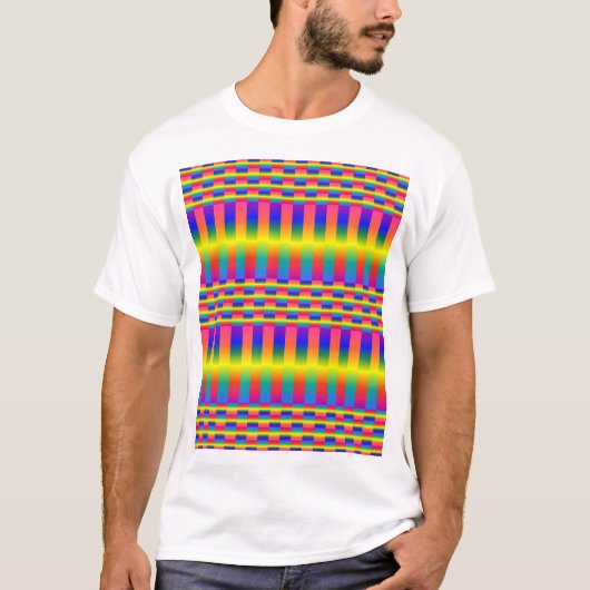 Donkere en Lichte Regenbogen (Checkers en Stripes) T-shirt (Voorkant)