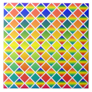 Donkere en lichte regenbogen (Diamond Checkered) Tegeltje
