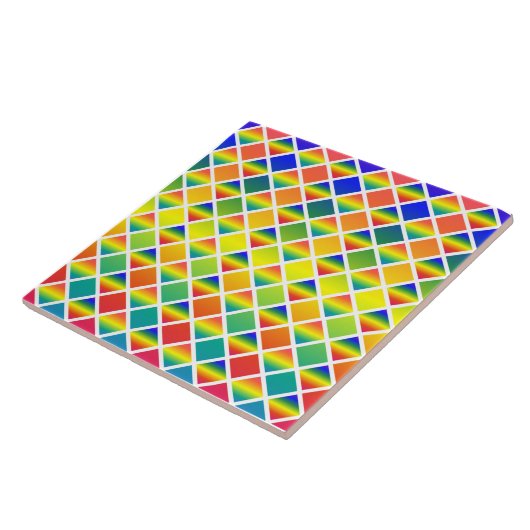 Donkere en lichte regenbogen (Diamond Checkered) Tegeltje (Zijkant)