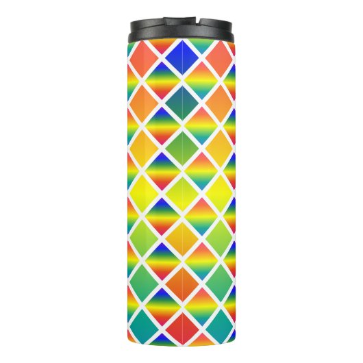 Donkere en lichte regenbogen (Diamond Checkered) Thermosbeker (Achterkant)