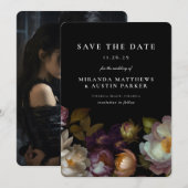 Donkere en Moody Gotische Donkere Bloemen Zwart Re Kaart (Voorkant / Achterkant)