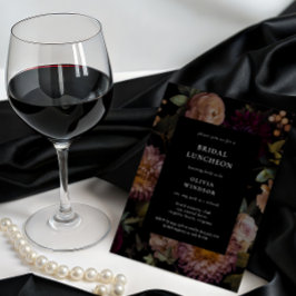 Donkere en Moody Gotische Zwarte Bloemen Bruids Lu Kaart