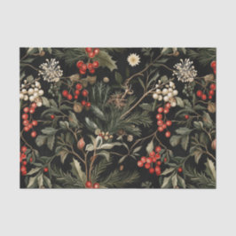 Donkere en Moody Kerstbessen en gebladerte Tissuepapier