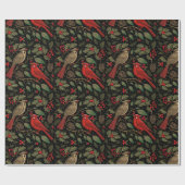 Donkere en Moody Kerstmis Kardinalen Cadeaupapier (Vlak)