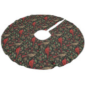 Donkere en Moody Kerstmis Kardinalen Imitatie Linnen Kerstboom Kleed (Gekanteld)